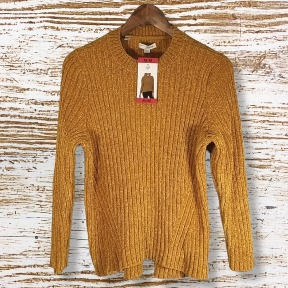 Jachs Women's Sweater Size S Girlfriend Gold Knit Ribbed Gold